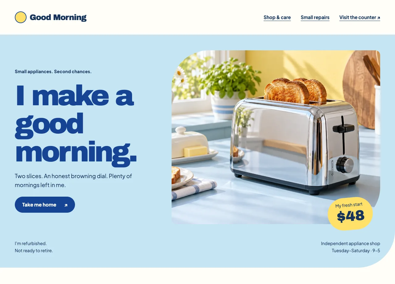 Good Morning fictional business website example