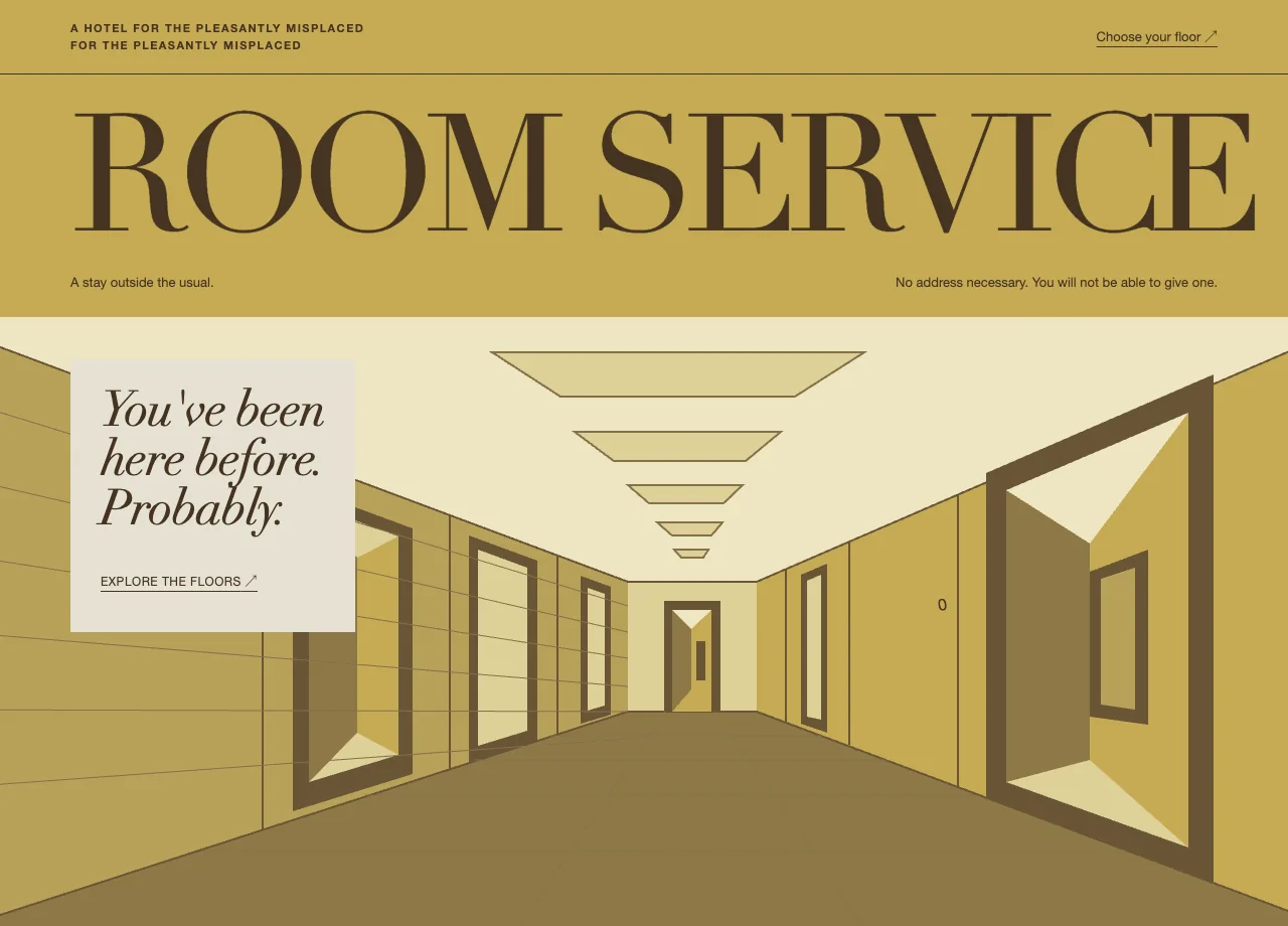 Room Service fictional website design screenshot